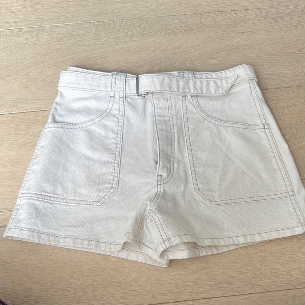 Club Monaco High Waist Cream Shorts